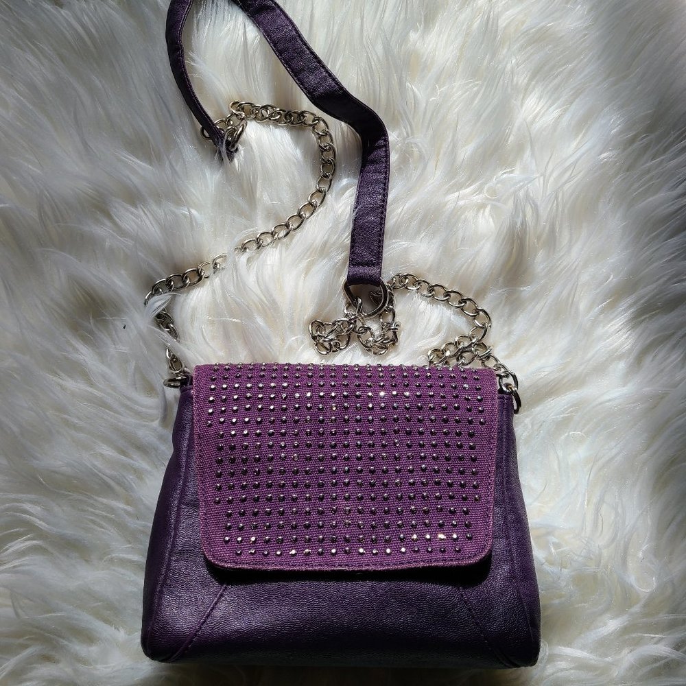 Purple Studded Crossbody Clutch